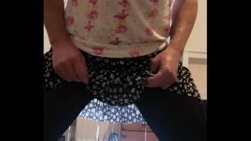 Pissing in my skirt over glass table